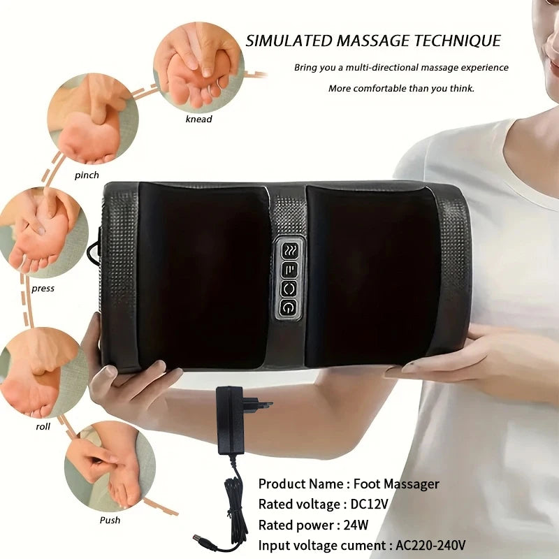 Heating and Kneading Foot Massager, Dual-Direction Kneading with 20 Massage Heads, Foot and Leg Massager, Constant Temperature Heating, Smart Timer, Plug and Play, Thanksgiving and Christmas Gift Peaceful Pleasures Health and Wellness