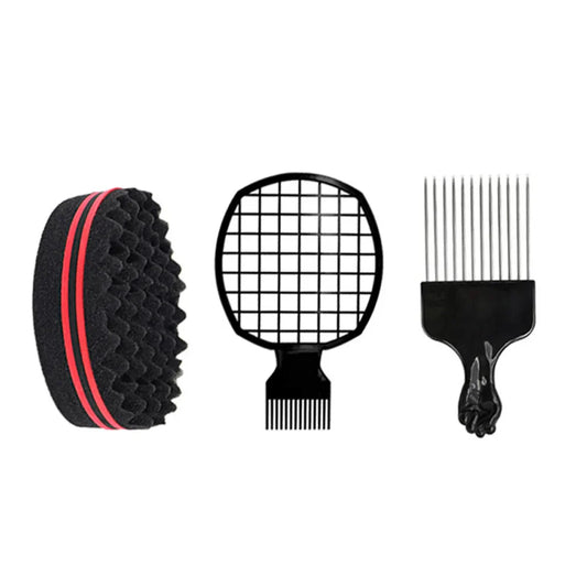Wave Hair Brush, Pick Comb & Sponge Set – Afro Styling Kit Hair Styling Set Oasis Select