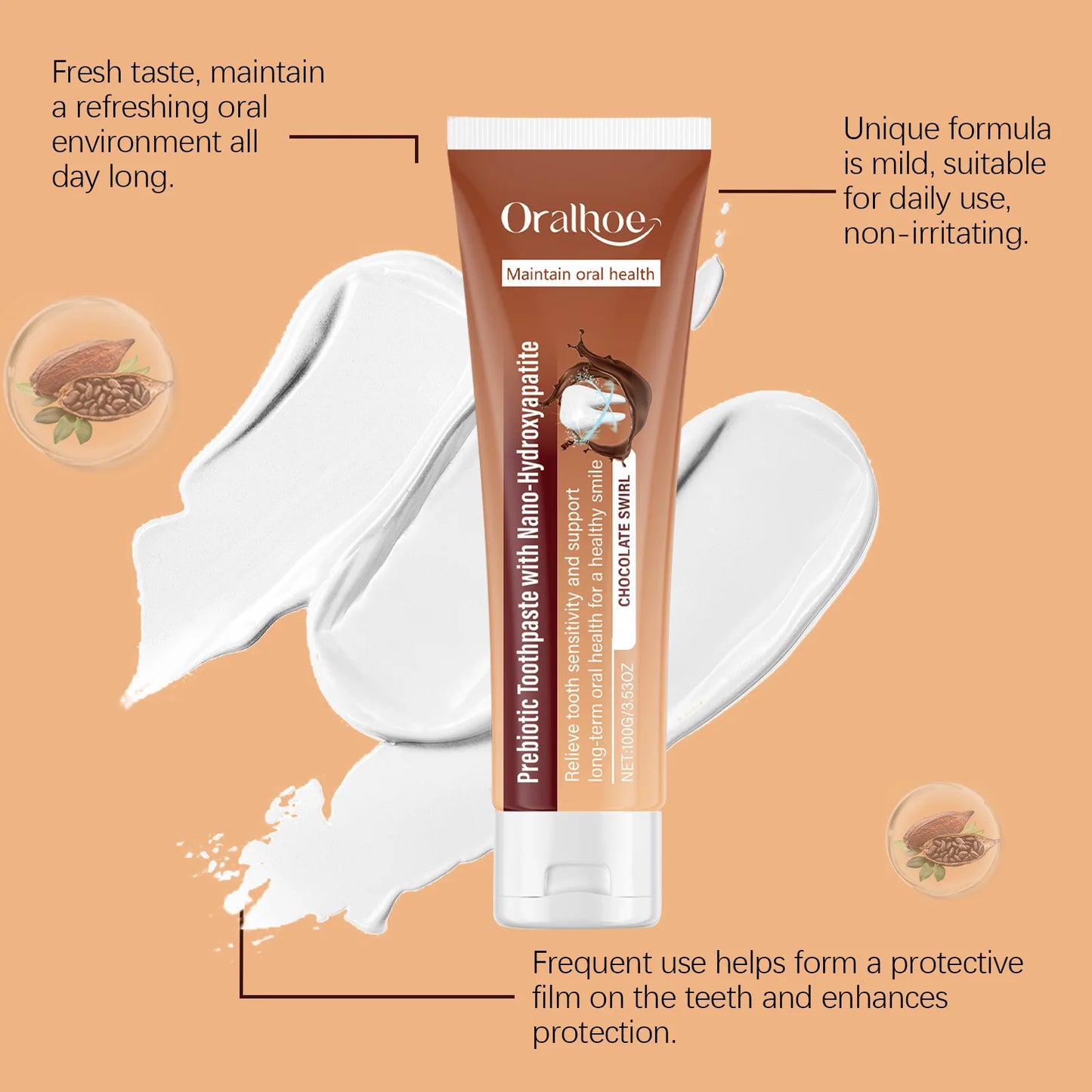 Chocolate Prebiotic Whitening Toothpaste | Sensitivity & Fresh Breath