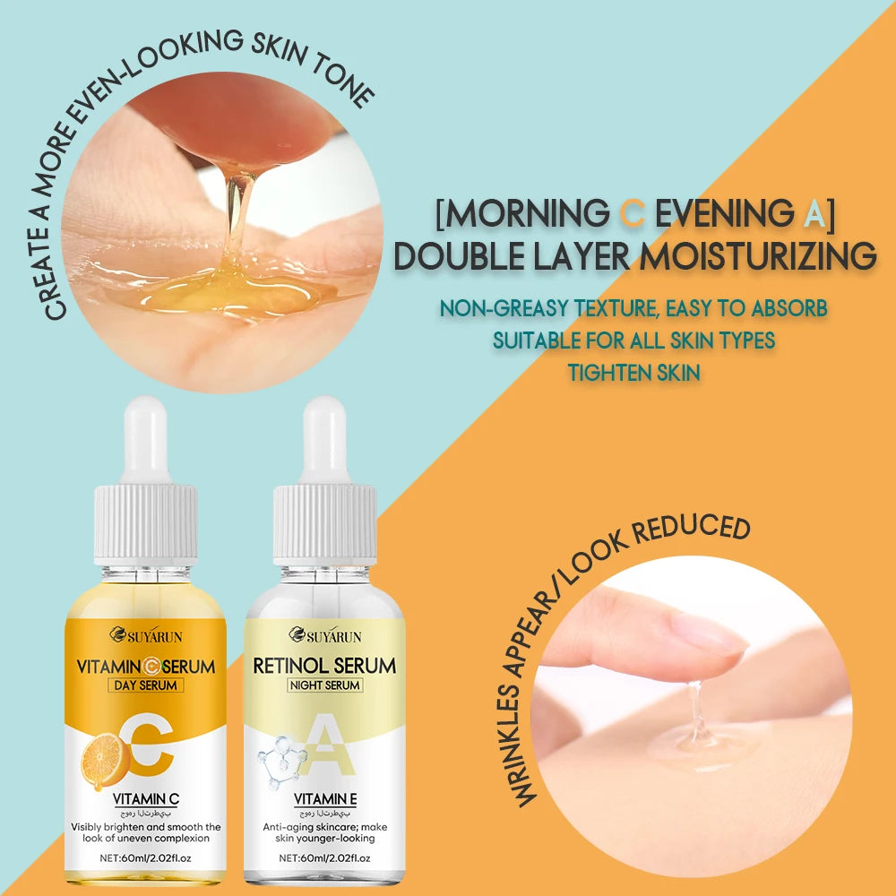 Vitamin C Face Essence and Retinol Face Essence two packs prevent rough improve dry lift and firm skin. Peaceful Pleasures Health and Wellness
