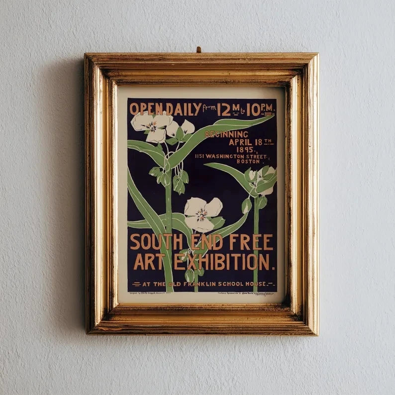 Retro South Flowers Canvas Wall Art Print | Botanical Poster