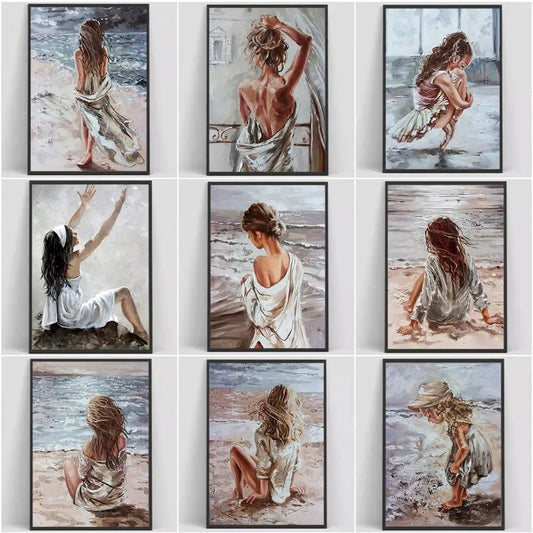 Abstract Beach Girl Canvas Wall Art Print | Modern Décor Canvas Wall Art Print Peaceful Pleasures Health and Wellness