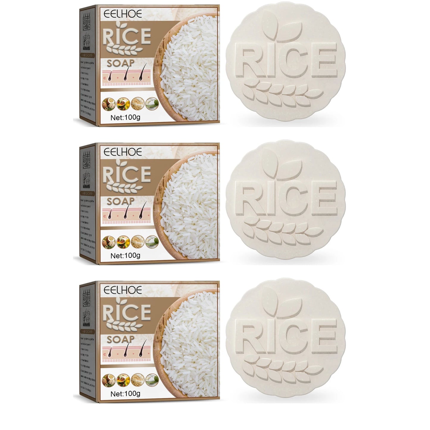 Hair Care Rice Soap Effectively Remove Dandruff Repairing Damaged Scalp Prevent Hair Loss Control Oil Moisturizing Rice Shampoo Peaceful Pleasures Health and Wellness 3 x 100g Boxed