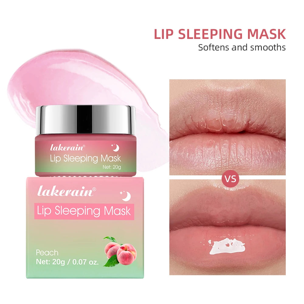 Peach Collagen Lip Sleeping Mask Powerful Moisturizing Repair Plumping Suitable Dry Chapped Lips Skin Care Long-Lasting Hydrate Peaceful Pleasures Health and Wellness