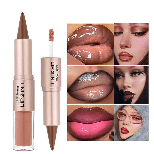 2-in-1 Brown Matte Lip Liner & Lip Gloss Pencil | Waterproof Lip Liner Pencil Peaceful Pleasures Health and Wellness
