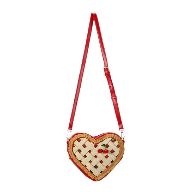 New Niche Design Creative Love Shoulder Crossbody Bag Cherry Cream Cake Box Bag Cartoon Shaped Handbag Fashionable and Versatile Peaceful Pleasures Health and Wellness