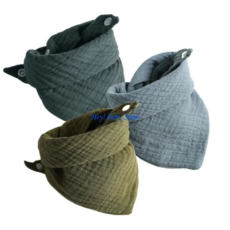 Baby Muslin Drool Bibs 3-Pack | Soft Absorbent Cotton Teething