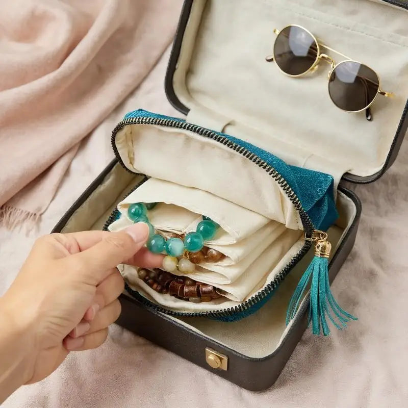Luxury Velvet Jewelry Organizer Bag – 5-Compartment Pouch