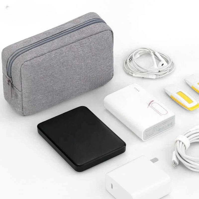 USB Cable Organizer Bag, Travel Essentials Pouch for Earphones Gadgets Storage, Digital Accessories & Makeup Case, Portable Peaceful Pleasures Health and Wellness