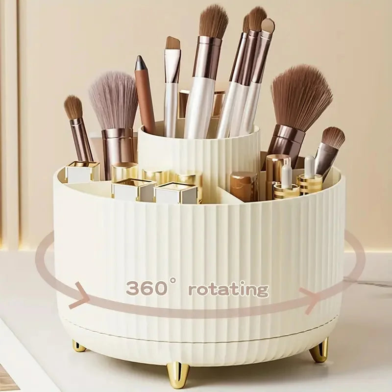 360° Rotating Makeup Brush Holder – 5-Slot Desktop Organizer