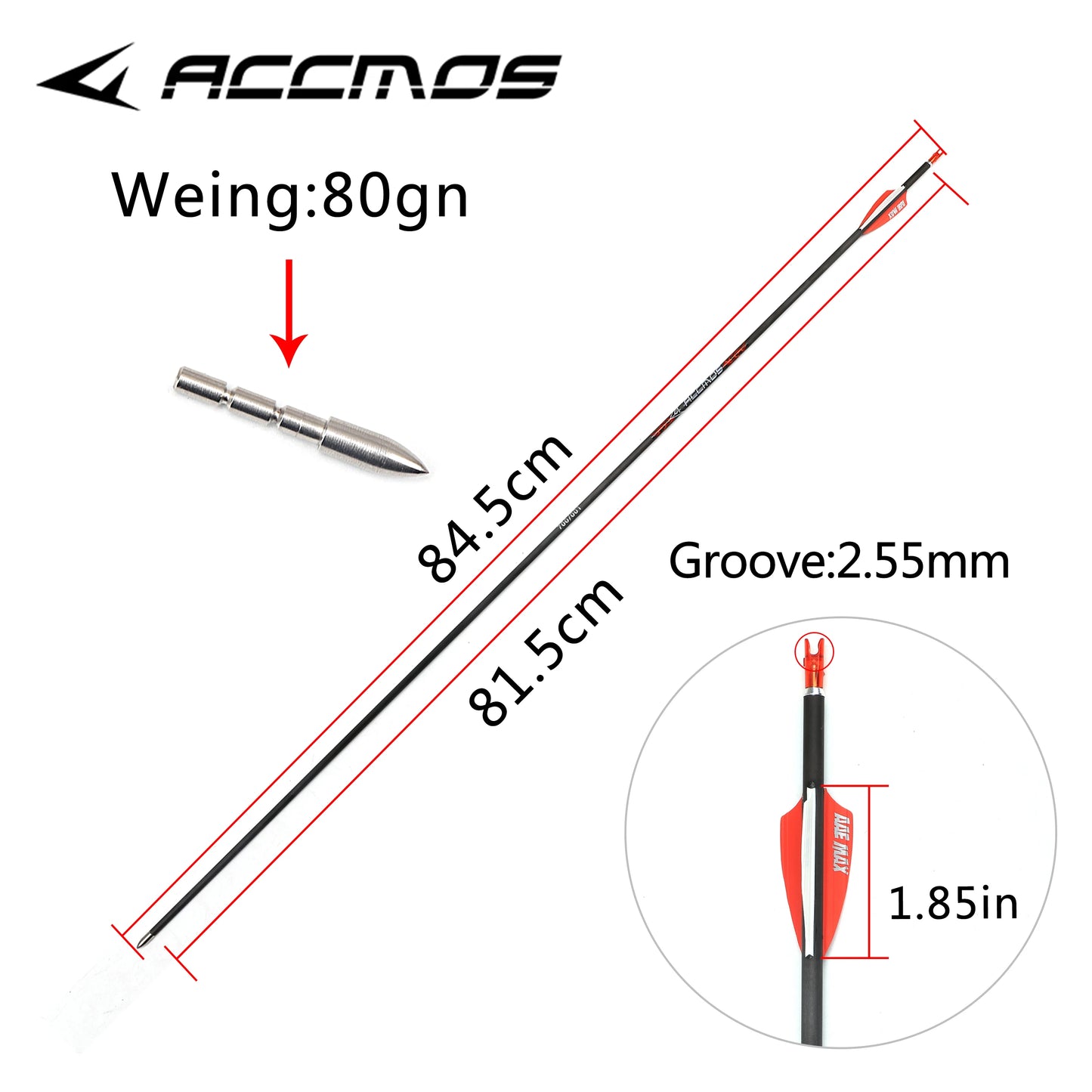 ACCMOS Arrow Pure Carbon Hunting Shooting Practice Archery Shaft