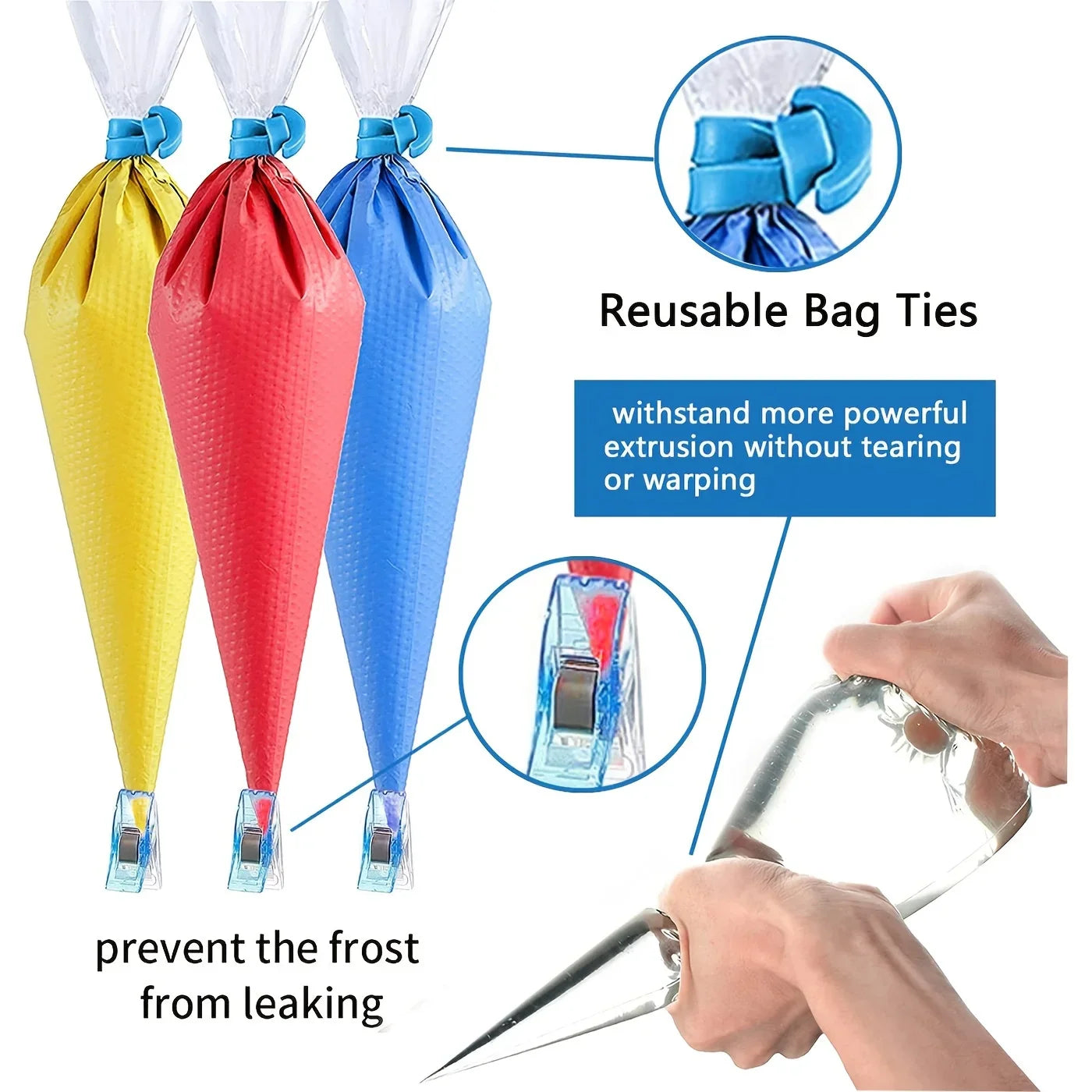100-Pc Disposable Piping Bags with Clips & Ties – Cookie Decorating