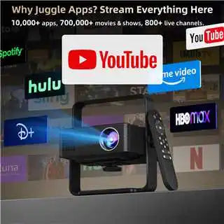 HM102 Smart Projector Native 1080P 4K Decode 160ANSI Android 13 360° Rotatable WiFi6 BT5.0120" Home Theater Beamer Peaceful Pleasures Health and Wellness