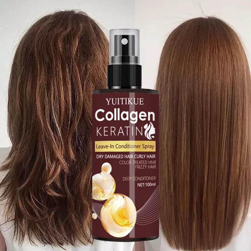 YUITIKUE Collagen Keratin Leave-In Spray for Dry/Damaged/Curly/Frizzy Hair - Deep Conditioner & Moisturizer with Visible Changes Peaceful Pleasures Health and Wellness