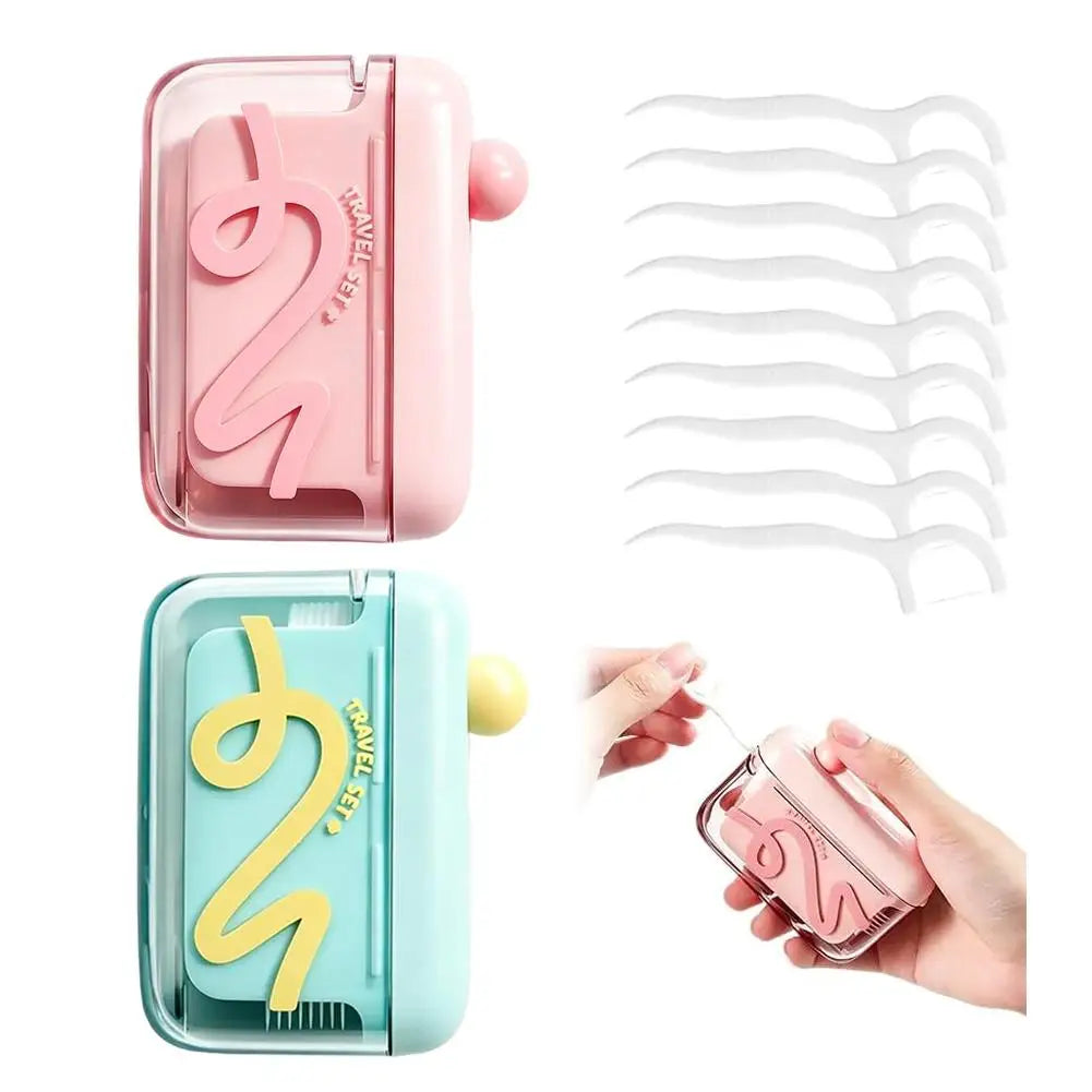 Dental Floss Pick Dispenser Dental Floss Storage Box Pop UP Design Floss Dispenser Refillable Toothpick Teeth Cleaning Tool for Peaceful Pleasures Health and Wellness 2pcs
