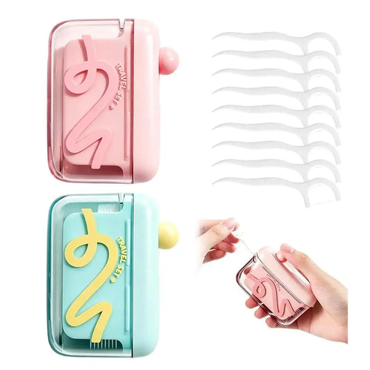 Dental Floss Pick Dispenser Dental Floss Storage Box Pop UP Design Floss Dispenser Refillable Toothpick Teeth Cleaning Tool for Peaceful Pleasures Health and Wellness 2pcs