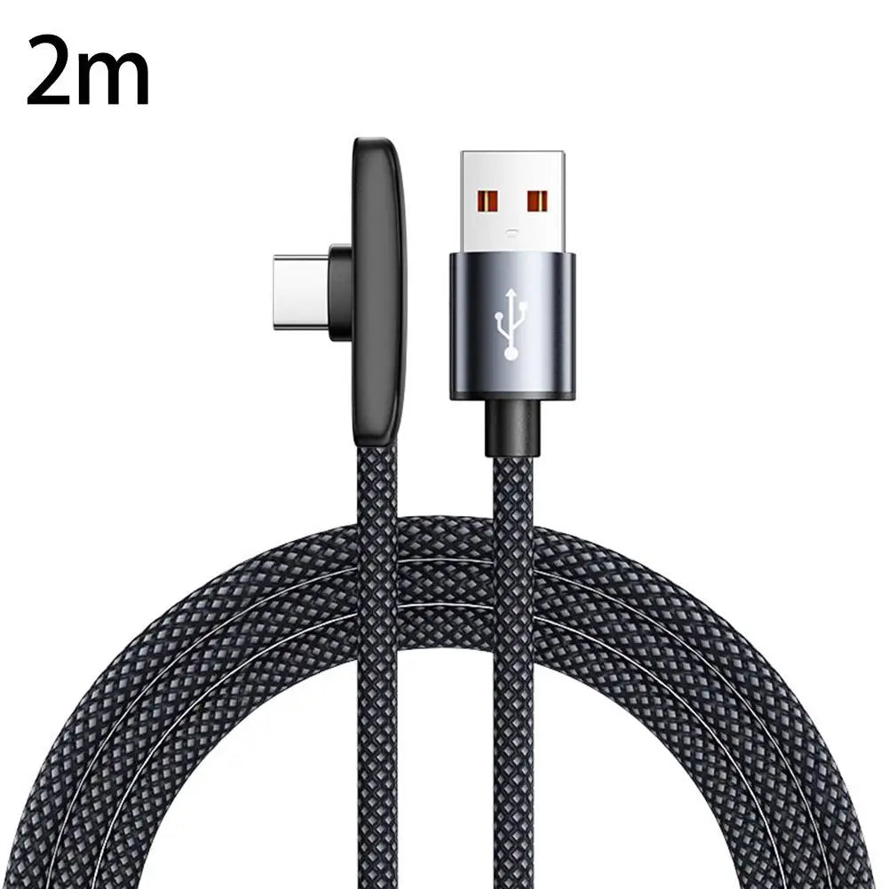 Data Cable Fast Charging USB Type C Cables Smart 90-degree Right-angle Connector for Samsung Xiaomi Huawei Google Peaceful Pleasures Health and Wellness Black 2 meter