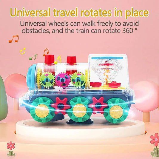 Transparent Light Music Train LED Early Educational Toys Bump Go Toy Peaceful Pleasures Health and Wellness