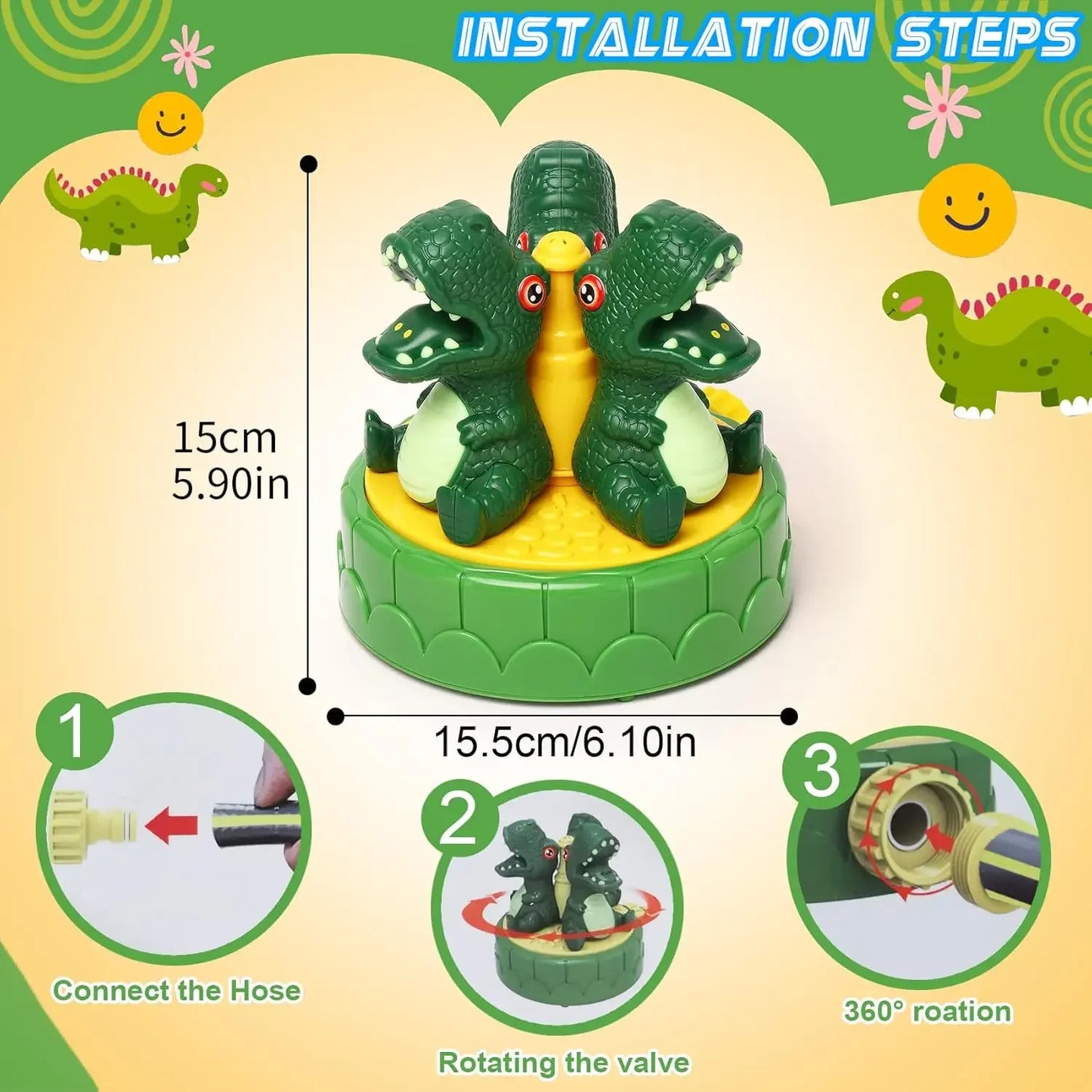 Dinosaur Water Sprinkler for Kids – Outdoor Summer Yard Toy