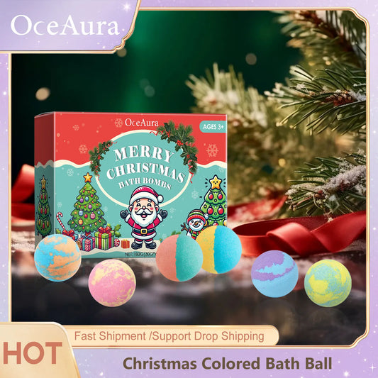 Christmas Bath Bombs Gift Set 6PCS – Fizzy, Colorful & Moisturizing Bath Bomb Gift Set Peaceful Pleasures Health and Wellness 6pcs Boxed
