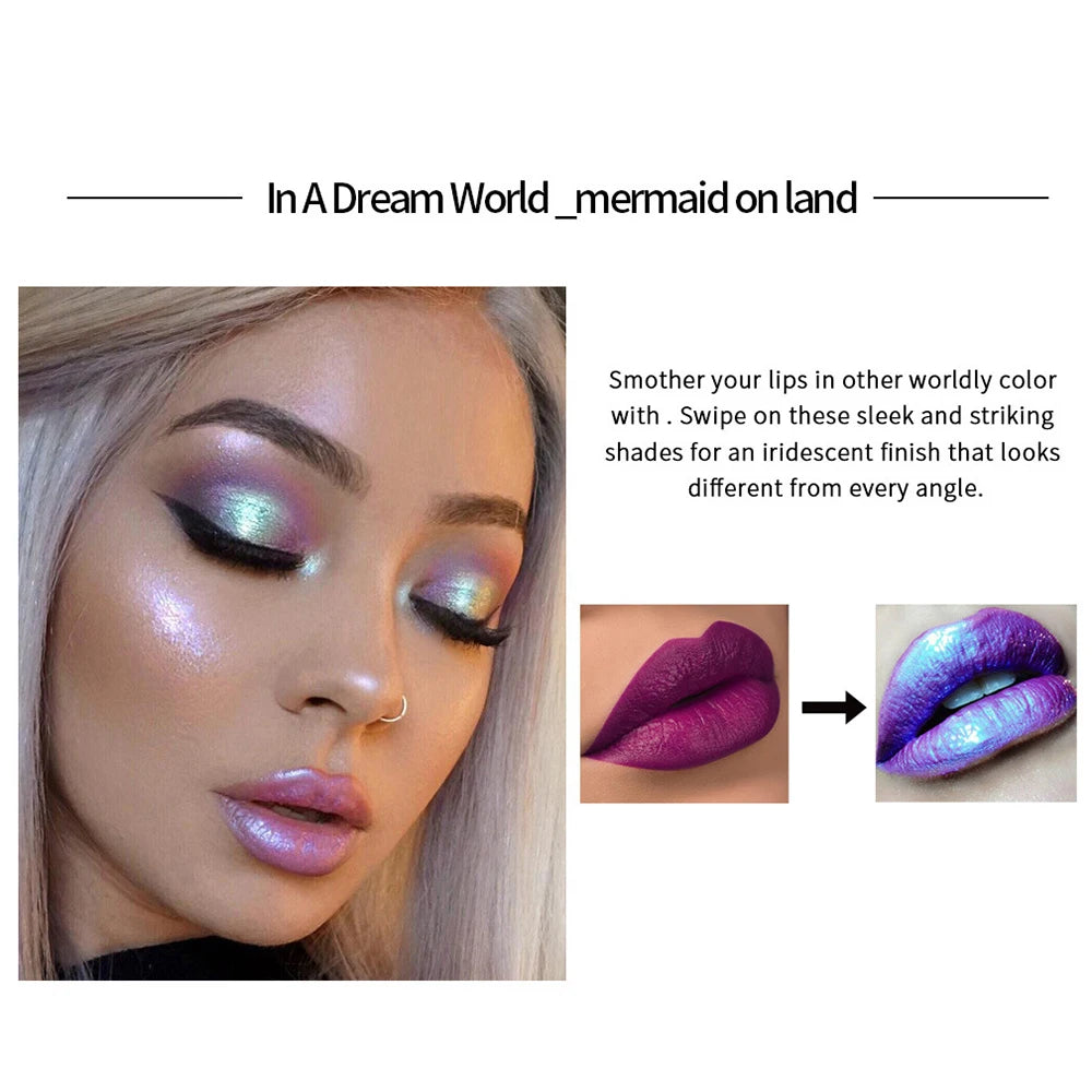 Holographic Glitter Lip Gloss | 6 Metallic Shades Liquid Lipstick
