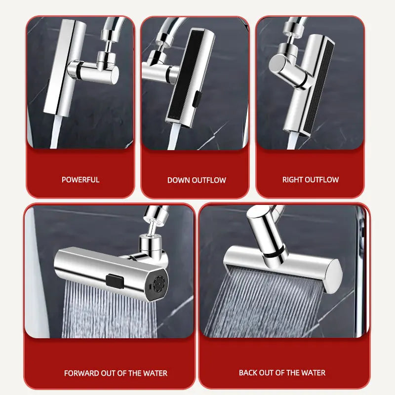 360° Rotating Splash-Proof Faucet Aerator Extender – 3-Mode