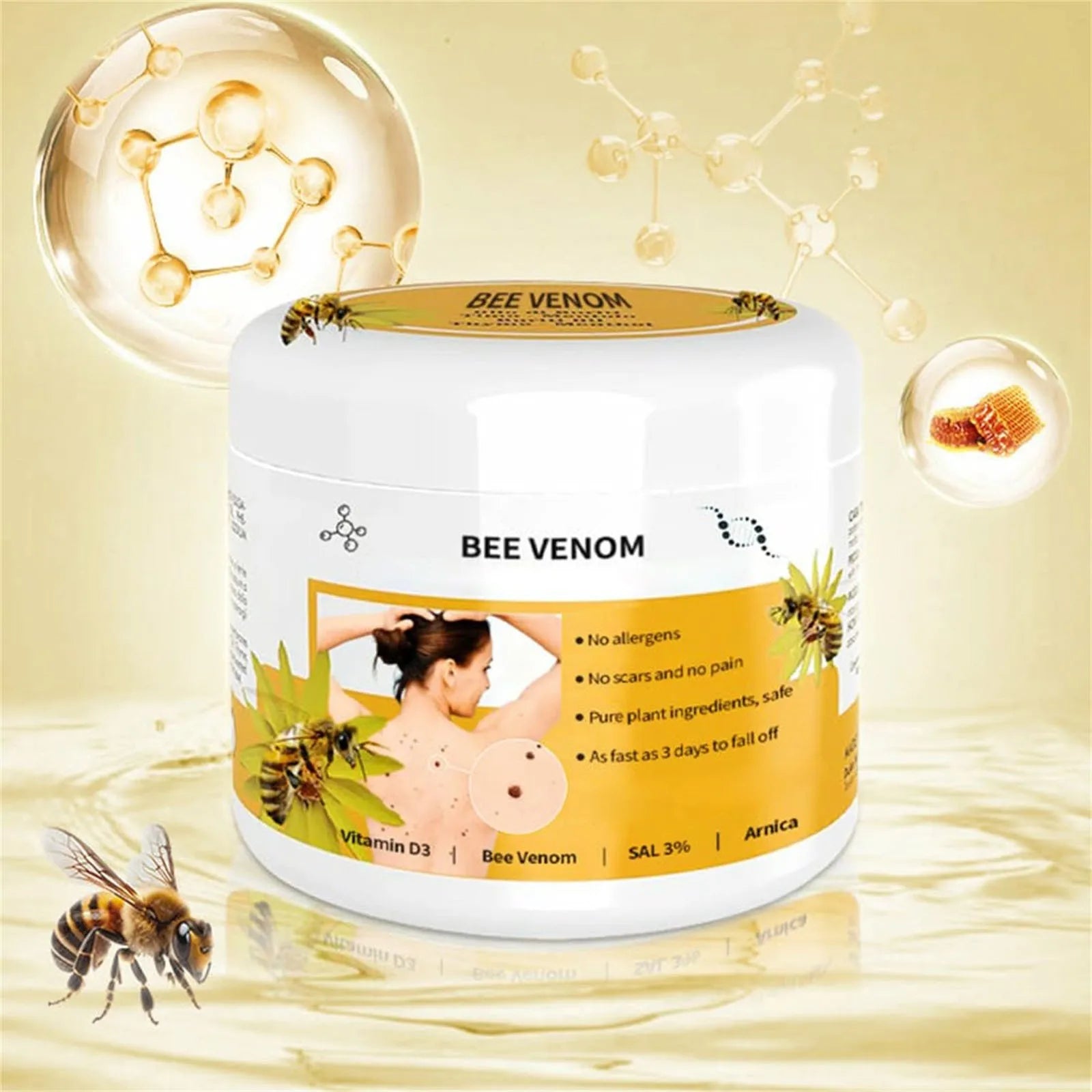 Bee Venom Cream Repair Hand and Foot Skin Redness and Itchiness Moisturizing and Smoothing Skin Care Cream Body Care Gift Peaceful Pleasures Health and Wellness yellow One Size