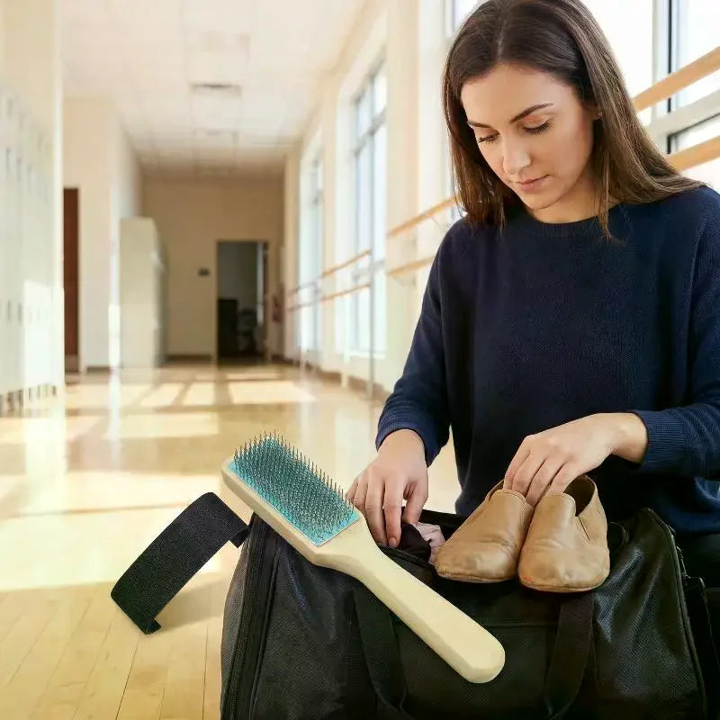 Suede Sole Wire Shoe Brush – Wood Handle & Protective Cover