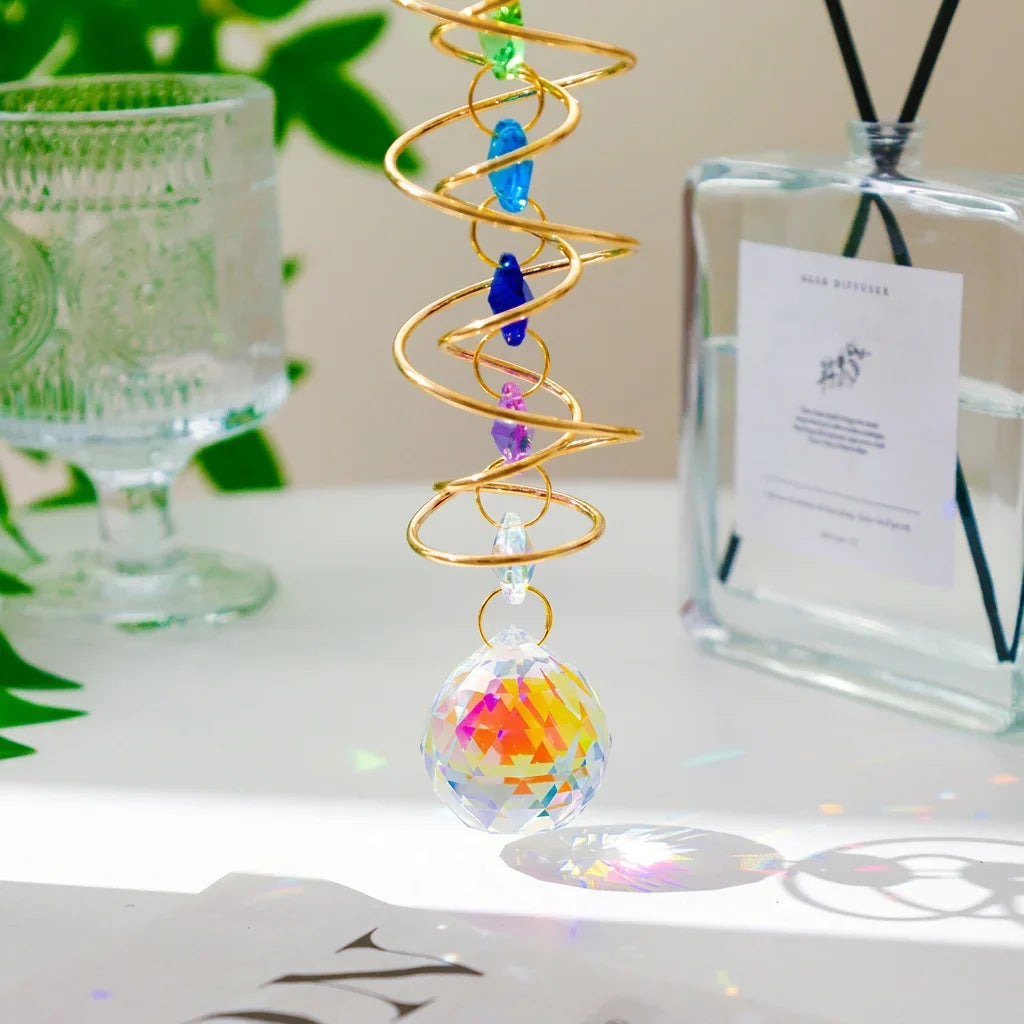 3D Spiral Crystal Suncatcher – Rainbow Maker Window Hanging