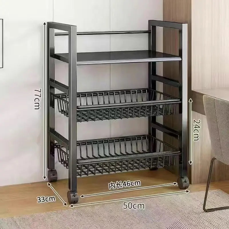 Sturdy Space Saving Heavy Duty Thickened Mesh Basket Kitchen Storage Rack For Vegetable and Fruit Organizer For Dorm Home Use Peaceful Pleasures Health and Wellness Signle 3 Layer B 50
