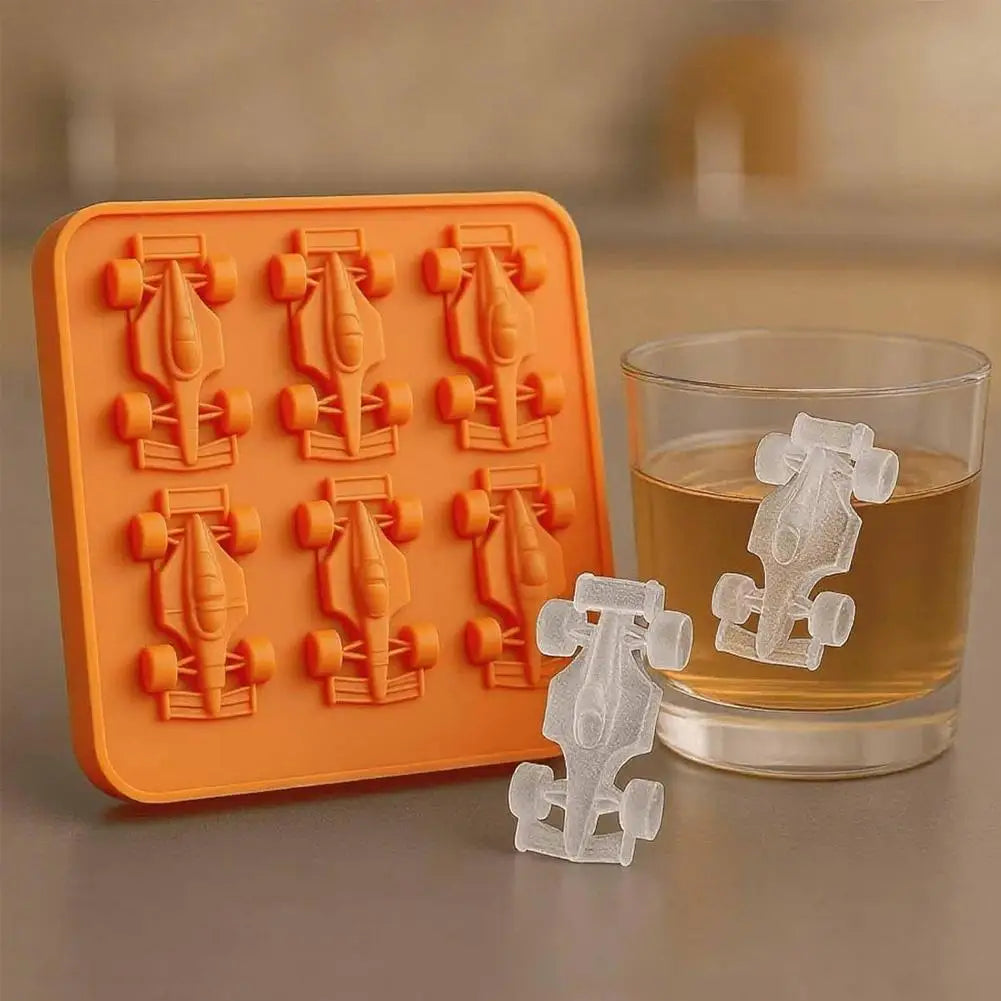 F1 Racing Car Ice Cube Tray | 6-Cavity 3D Silicone Mold