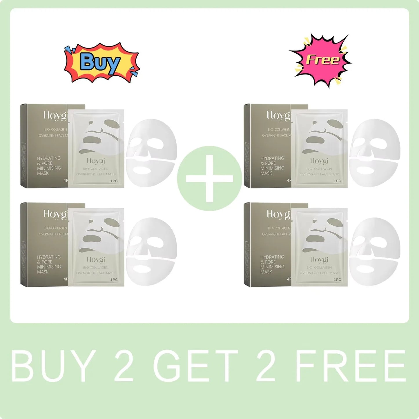 Collagen Face Mask Hydrating Shrinking Pores Fade Fine Lines Moisturizing Refreshing Hyaluronic Acid Sheet Mask Korean Skin Care Peaceful Pleasures Health and Wellness Buy 2 Get 2 Free