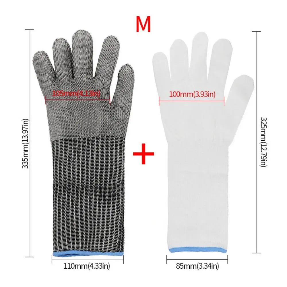 Safety Anti-cut Gloves with Arm Protection Durable Extended Gloves Stainless Steel Wire Comfortable Cutting Accessories Peaceful Pleasures Health and Wellness