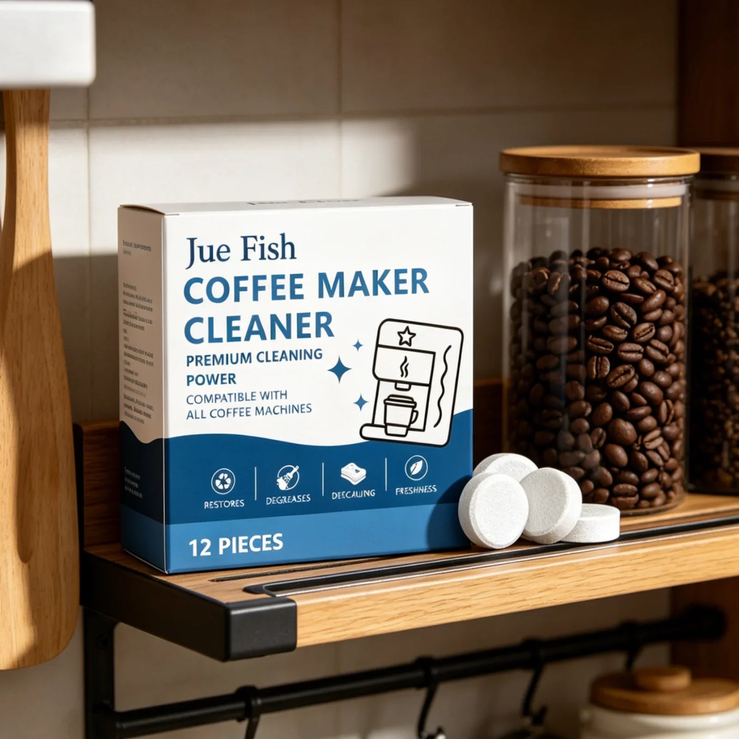 Jue-Fish Coffee Machine Cleaning Tablets 12-Pack | Descaler