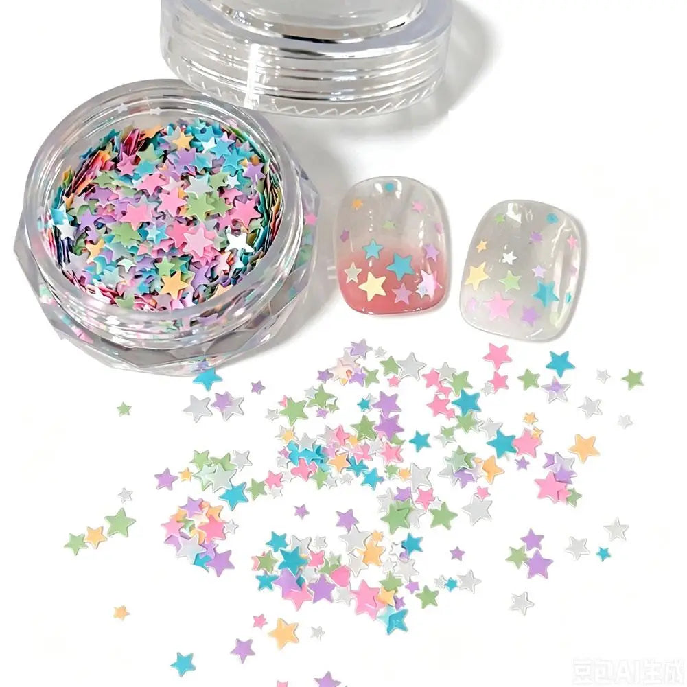 Heart & Star Nail Glitter Sequins – Colorful Manicure Decor