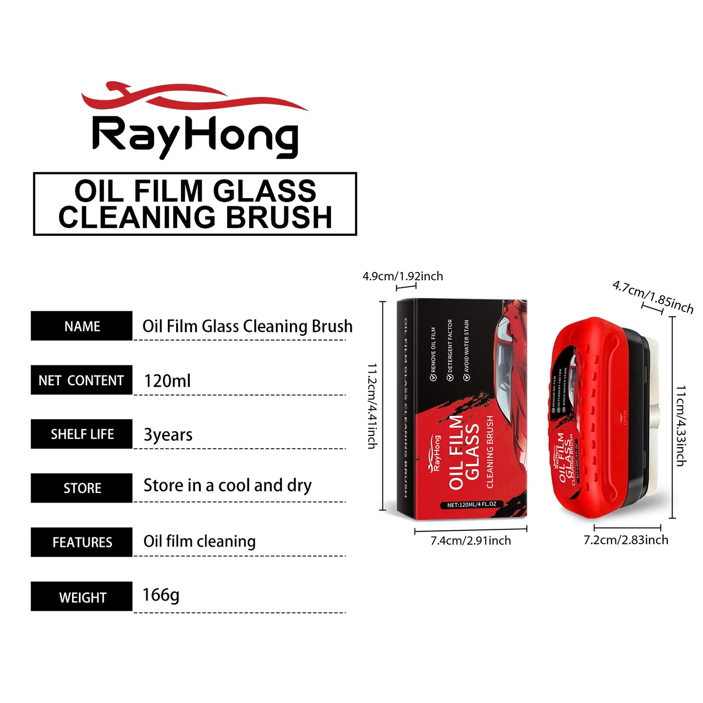 RayHong Car Glass Cleaning Kit – Wash, Sponge & Towel 100ml