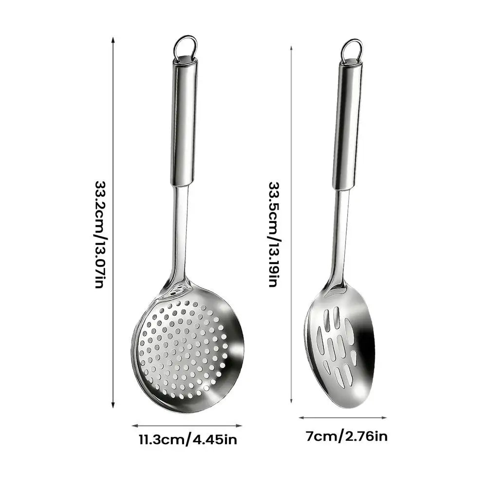 304 Stainless Steel Skimmer & Strainer Spoon Set | Kitchen Tools