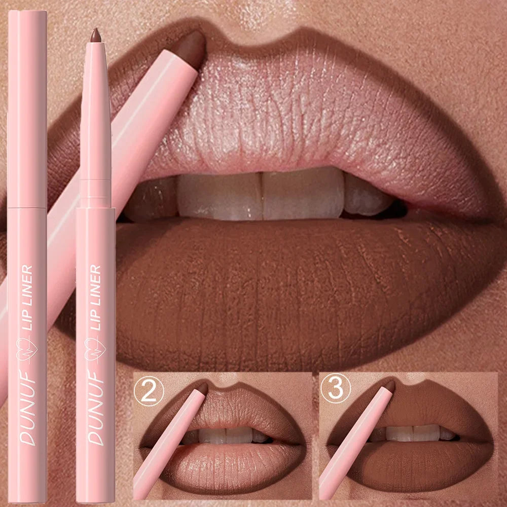 DUNUF Velvet Matte Lip Liner – 12 Nude & Brown Shades