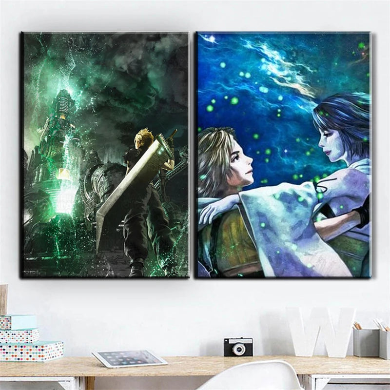 Wall Art Canvas Final Fantasy X Tidus and Yuna Poster Painting For Living Room Picture Printed Child Bedroom Home Decor Frame Peaceful Pleasures Health and Wellness