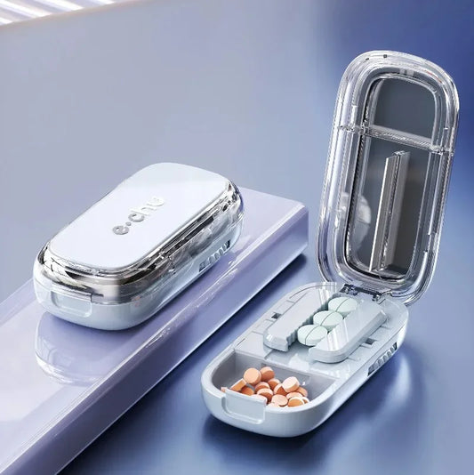 Multi-functional Pill Cutter Quartering 1/4 1/2 1/3 Pill CutterStorage Box Portable Drug Tablet Medicine Dustproof Divider Peaceful Pleasures Health and Wellness