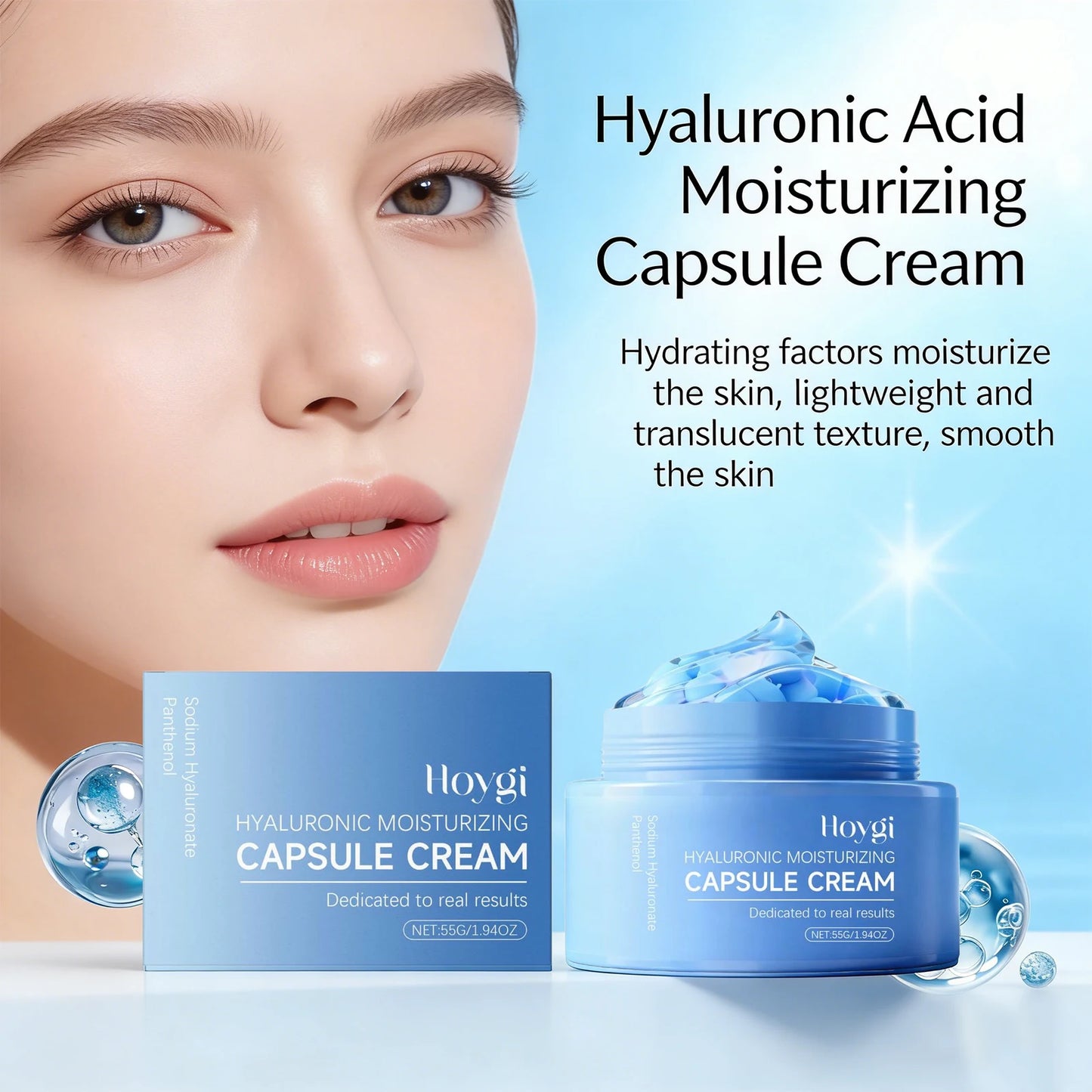 Hyaluronic Acid Moisturizing Capsule Cream Barrier Repair Long Lasting Hydration Firming Lifting Brightening Face Skin Care Peaceful Pleasures Health and Wellness