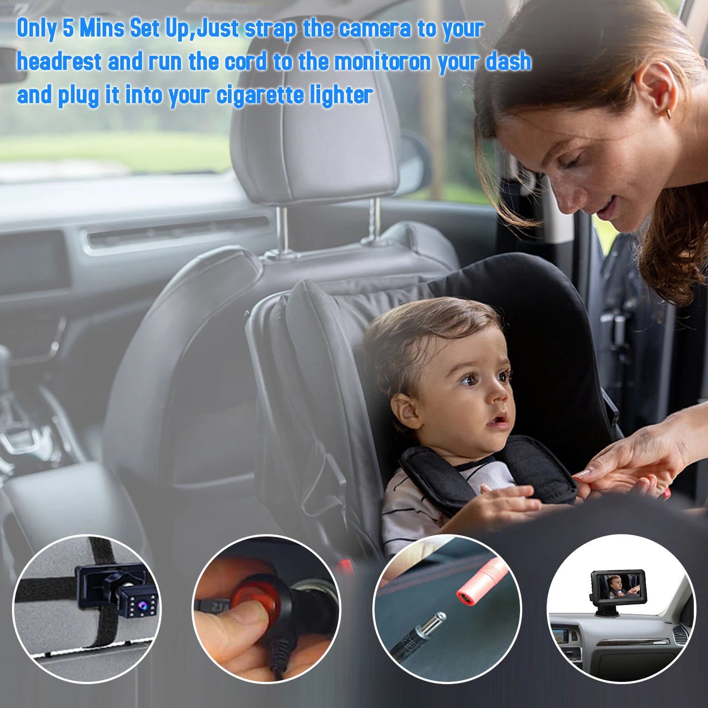 KKMOON 1080P Baby Car Monitor | 4.3" Night Vision Camera