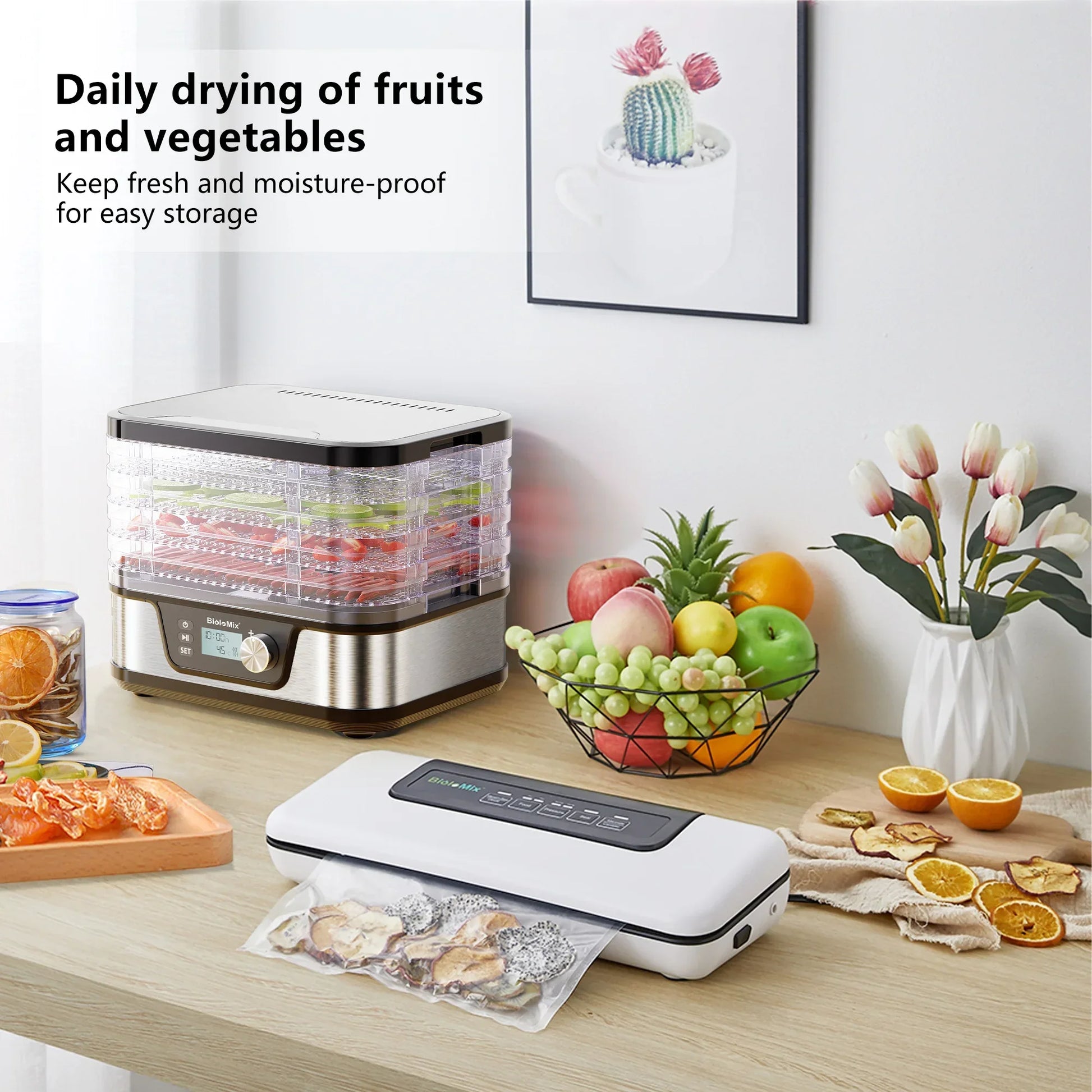BioloMix 10L Food Dehydrator – 5 BPA-Free Trays, Digital Timer & Temp Control Kitchen Appliance Peaceful Pleasures Health and Wellness