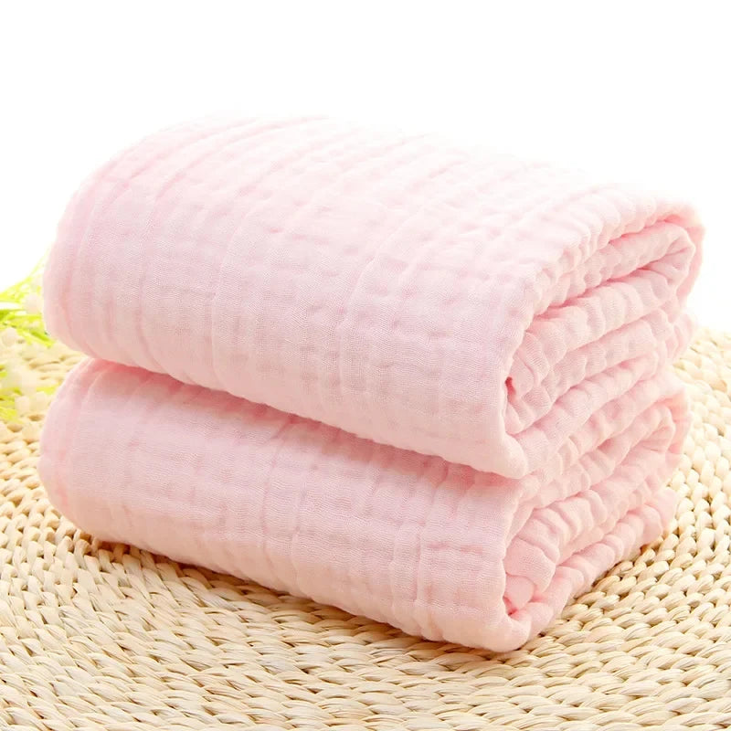 6-Layer Cotton Muslin Baby Swaddle Blanket & Bath Towel 105cm