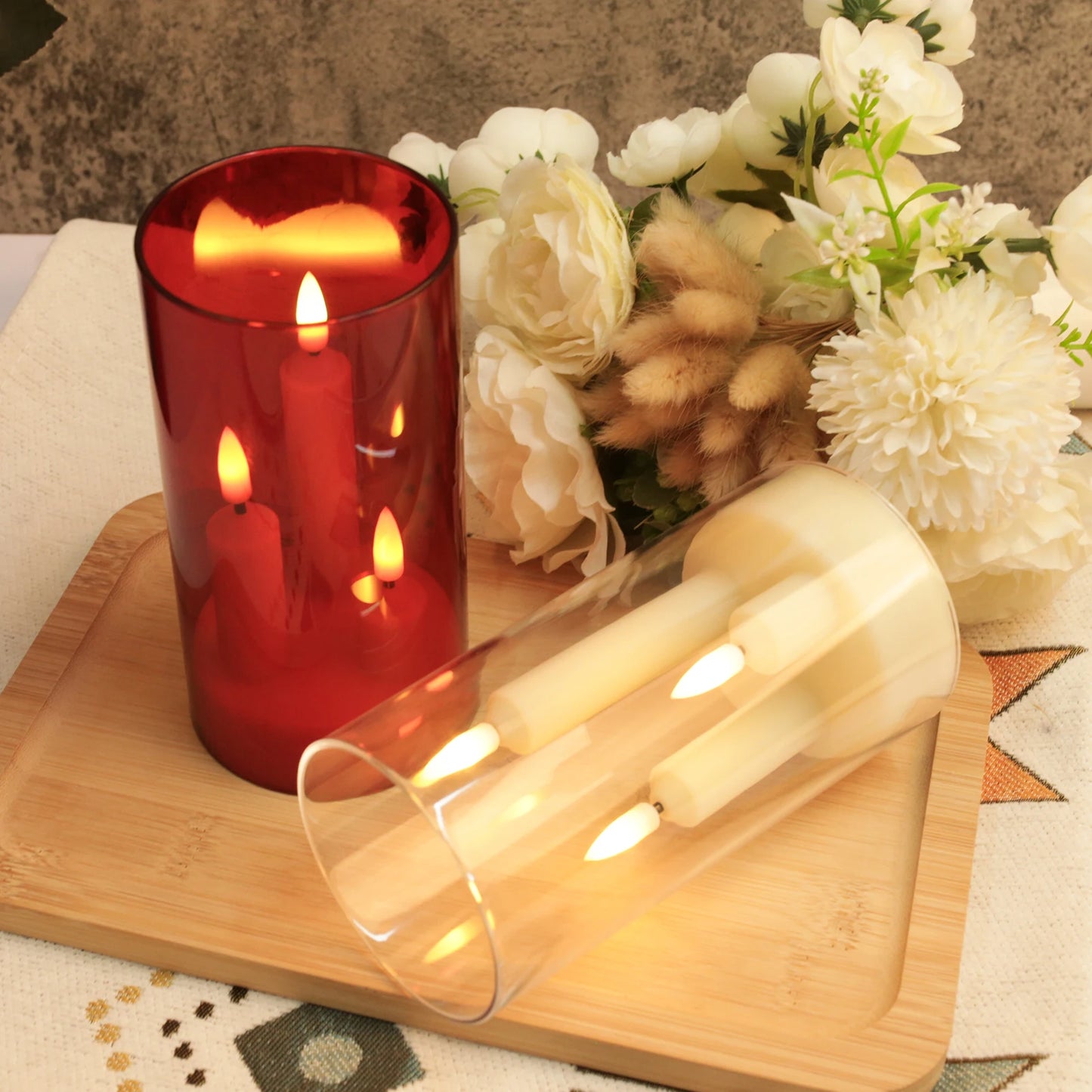 Flameless 3 in 1 LED Taper Candles with 15CM Lampshade Battery Operated Flickering Electric Window Candles for Christmas Wedding Peaceful Pleasures Health and Wellness
