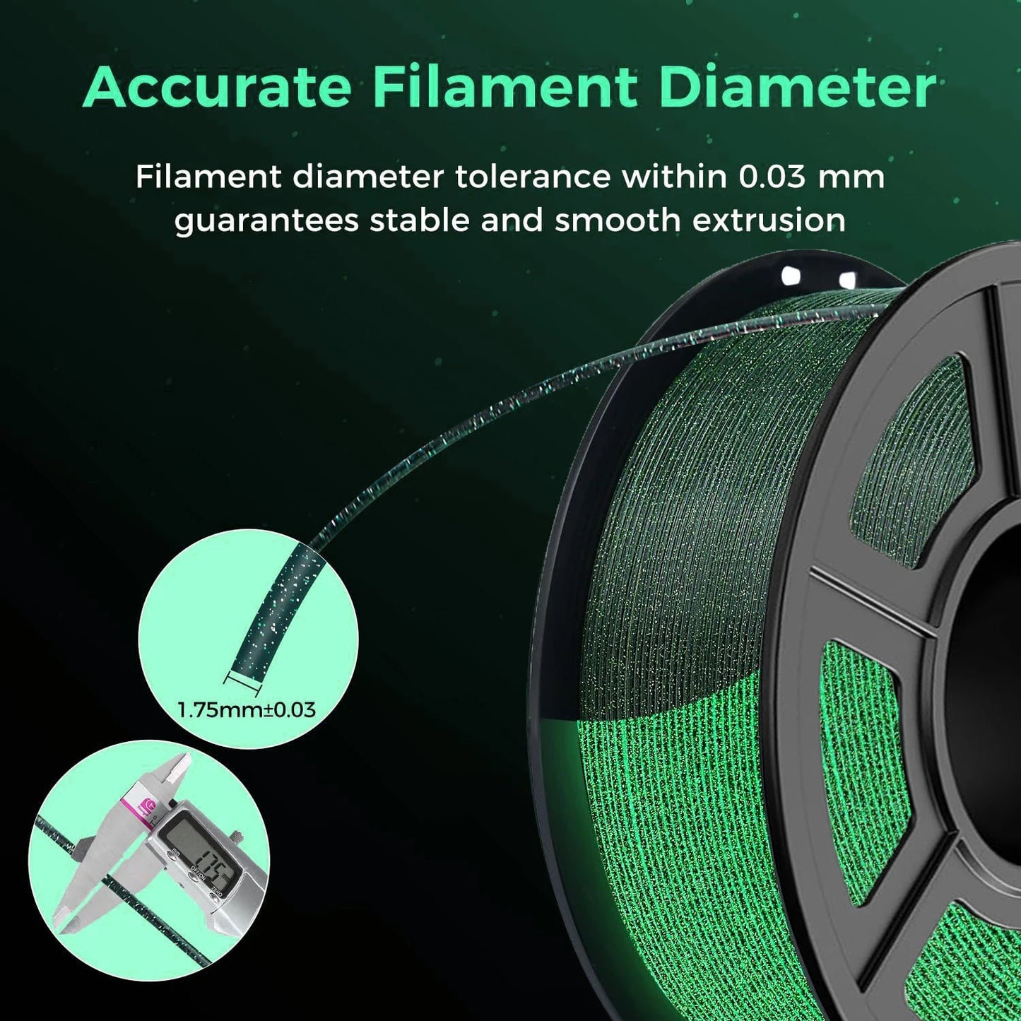 Glow-in-the-Dark PLA Filament 1.75mm | DINGSUN 3D Spool