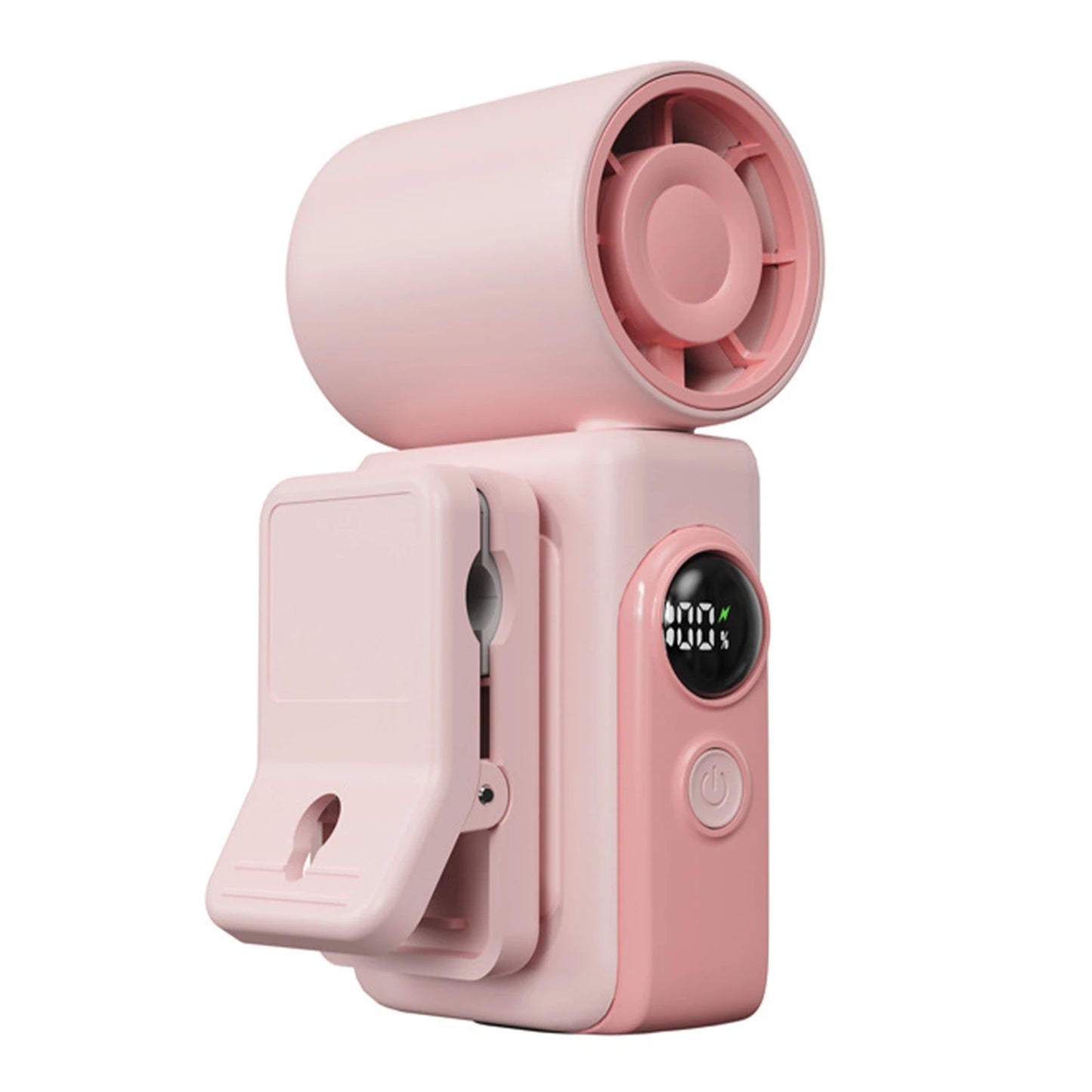 USB Rechargeable Cooling Fan with LED Display Portable Clip-On Mini Fan 3000mAh Battery for Travel Outdoor Camping Beach Makeup Peaceful Pleasures Health and Wellness Pink
