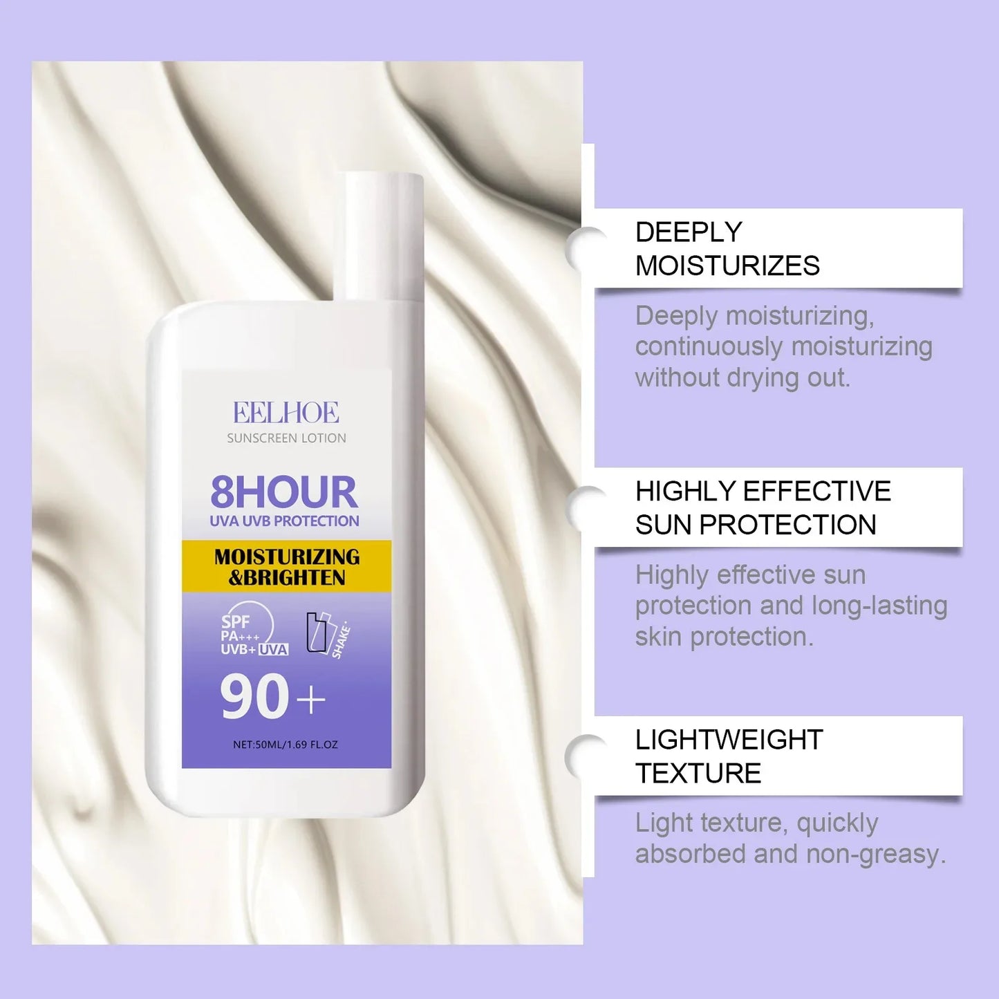 EELHOE SPF 90+ Sunscreen Cream – UV Shield, Moisturizing, 50ml