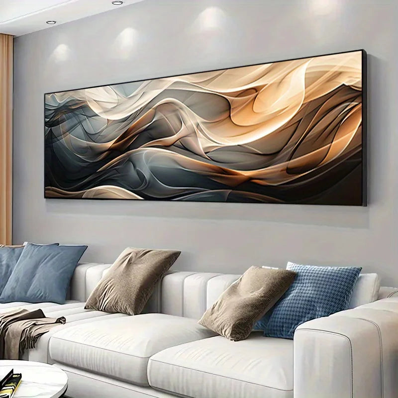 1pc Frameless Modern Abstract Wave Art Canvas Poster, Cuadros No Frame, for Bedroom and Living Room Decoration Wall Art Peaceful Pleasures Health and Wellness