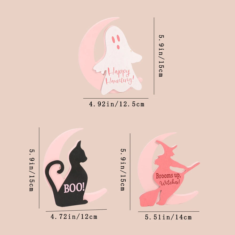 Halloween Decorations Ghost Black Cat Witch Themed Ornaments